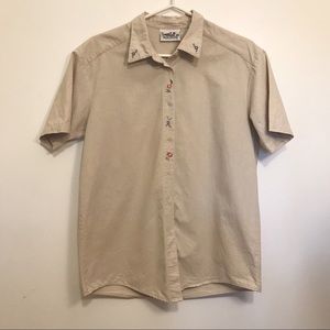 Northern reflections vintage floral embroidered shirt